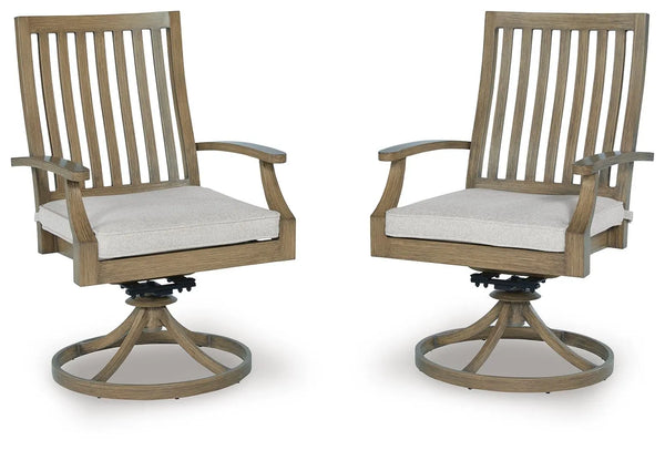 Silla giratoria Rainier Ranch para exteriores con cojín (juego de 2)