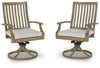 Silla giratoria Rainier Ranch para exteriores con cojín (juego de 2)