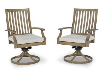 Silla giratoria Rainier Ranch para exteriores con cojín (juego de 2)
