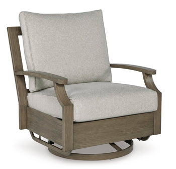 Sillón balancín giratorio Rainier Ranch para exterior con cojín