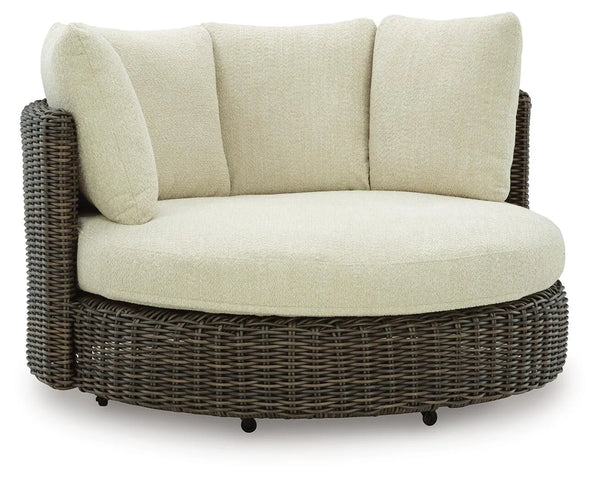 Sillón giratorio de exterior Kimora con cojín