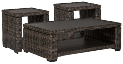 Juego de mesa auxiliar de exterior de 3 piezas