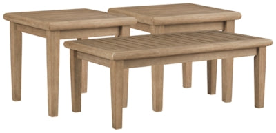 Juego de mesa auxiliar de exterior de 3 piezas