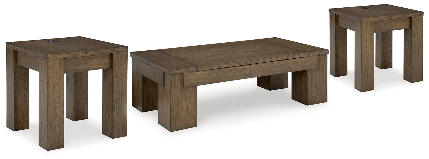 Mesa de centro elevable y 2 mesas auxiliares Rosswain