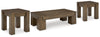 Mesa de centro elevable y 2 mesas auxiliares Rosswain