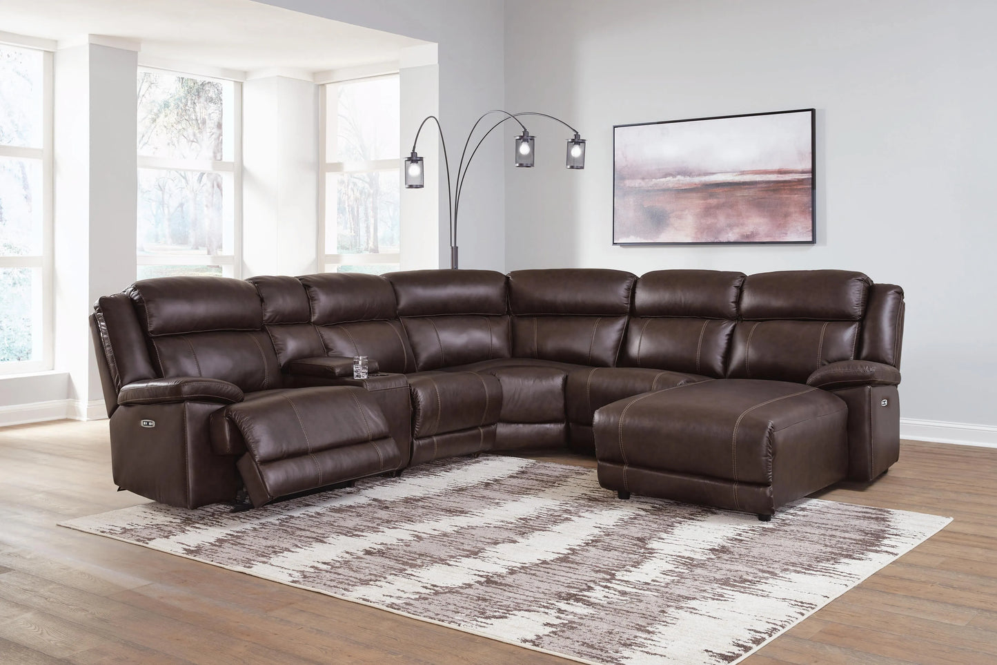 Seccional reclinable eléctrico VonKurt de 6 piezas con chaise lounge