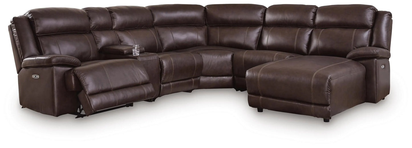 Seccional reclinable eléctrico VonKurt de 6 piezas con chaise lounge