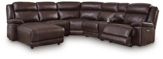 Seccional reclinable eléctrico VonKurt de 6 piezas con diván chaise longue