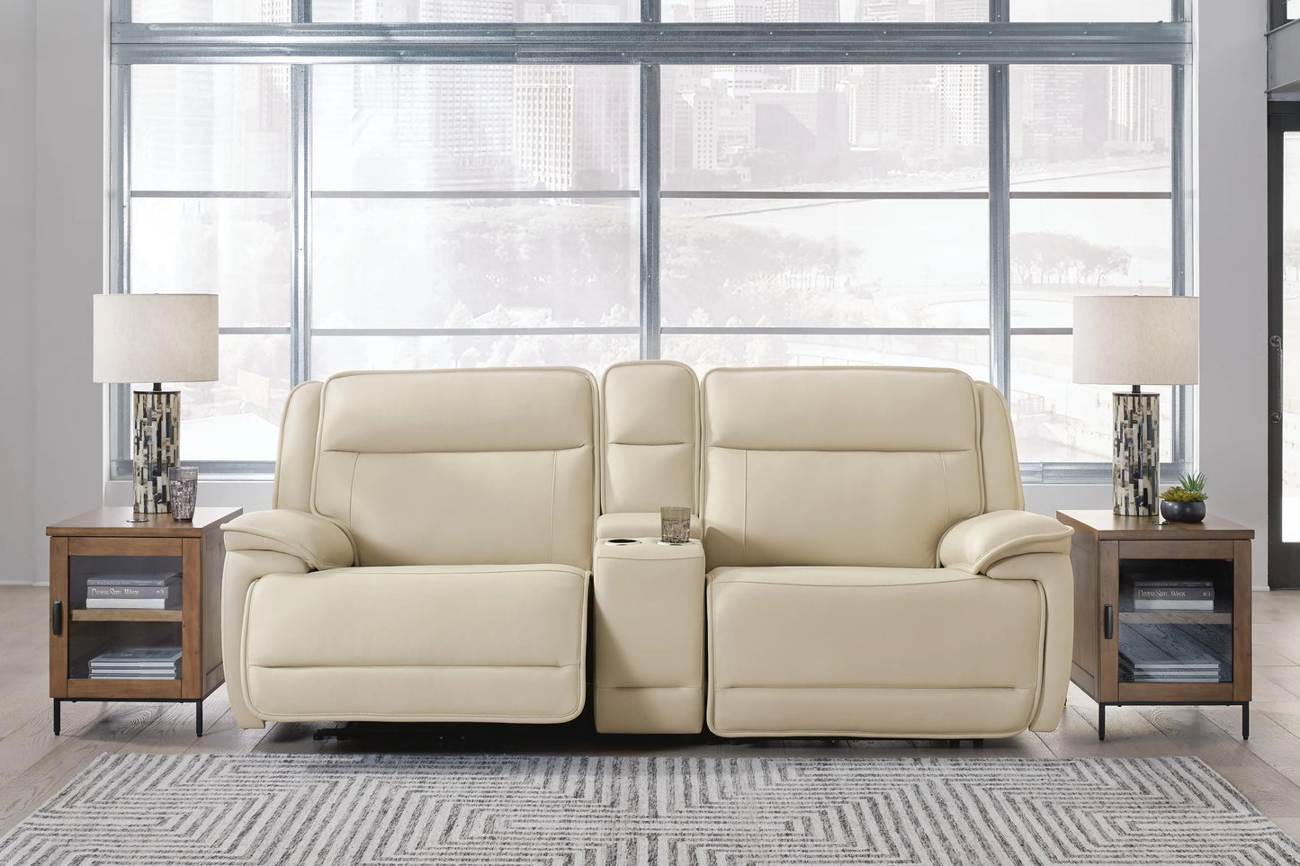 Seccional reclinable eléctrico de 3 piezas Double Deal con consola
