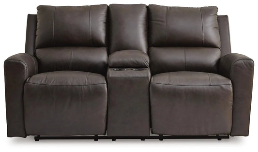 Sofá de dos plazas reclinable eléctrico Boxmere con consola