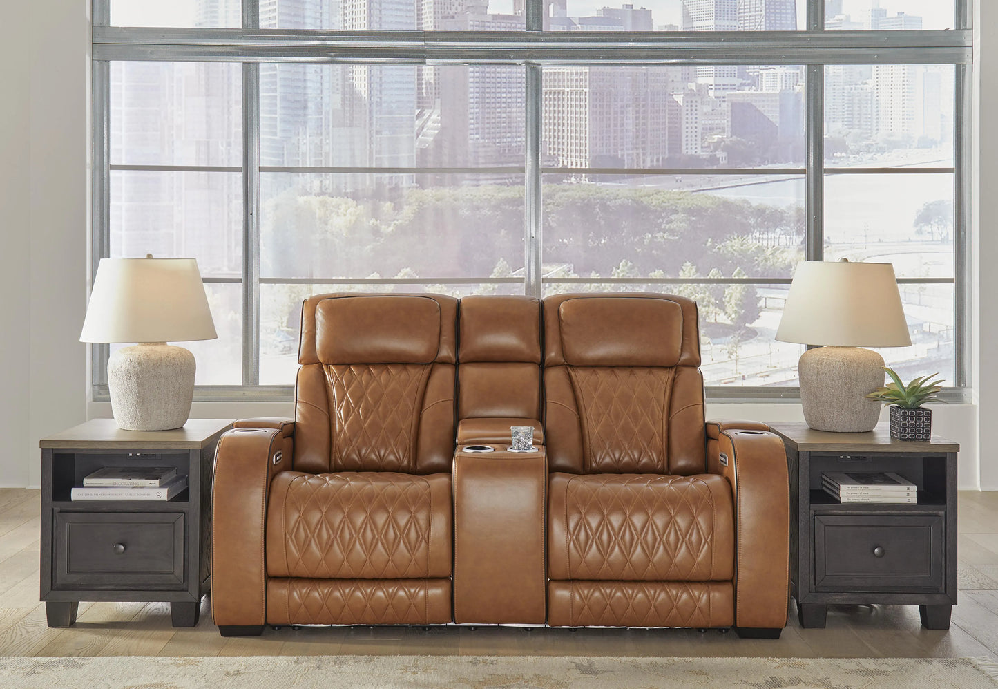 Sofá reclinable biplaza Boyington con consola
