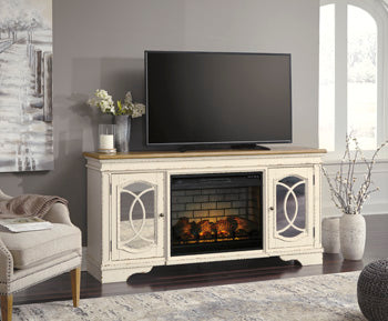 Mueble de TV Realyn de 74 pulgadas con chimenea eléctrica