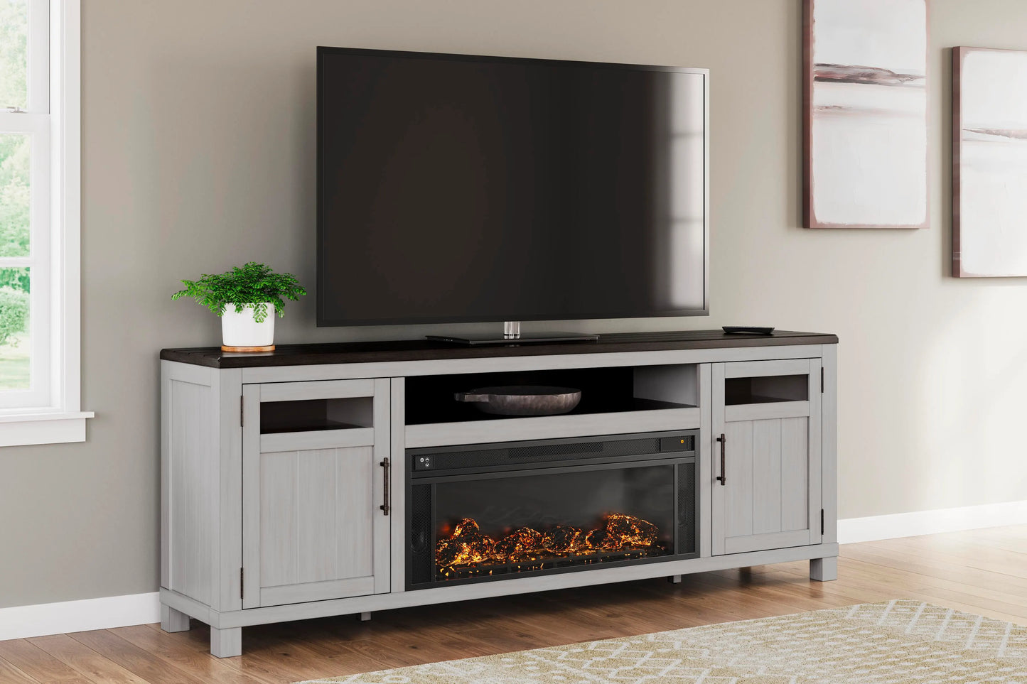 Mueble para TV Darborn de 88" con chimenea eléctrica