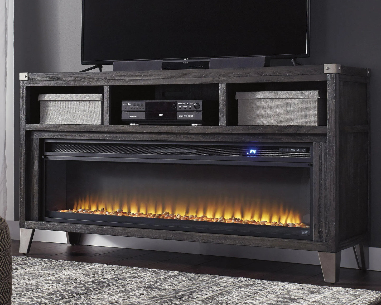 Mueble de TV Todoe de 65 pulgadas con chimenea eléctrica