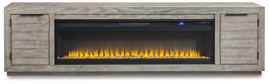 Mueble de TV Naydell de 92" con chimenea eléctrica