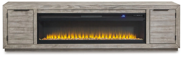 Mueble de TV Naydell de 92" con chimenea eléctrica